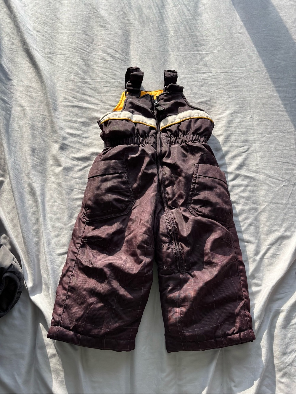 ZeroXposur Brown Snow Bibs with Yellow Trim